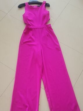 Sleeveless Wide-Leg Jumpsuit in Bright Magenta